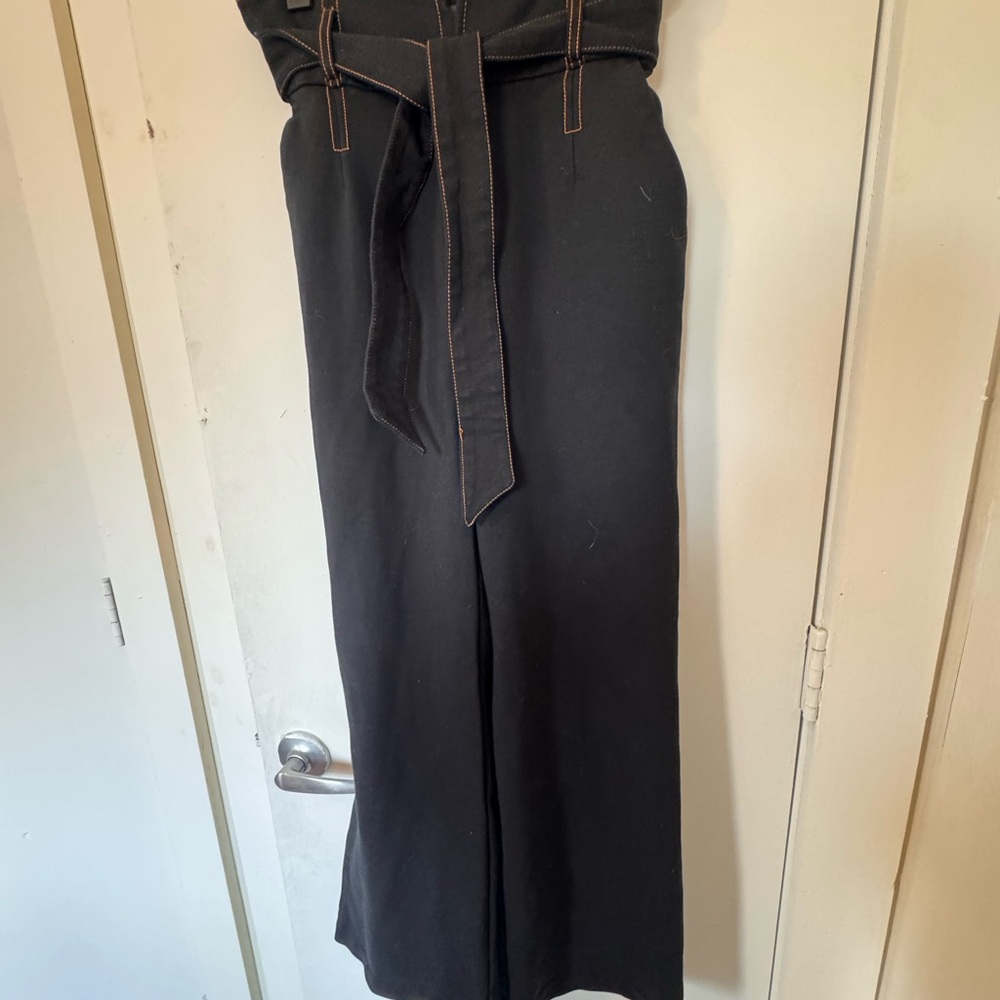Black Wide-Leg Pants with Belt